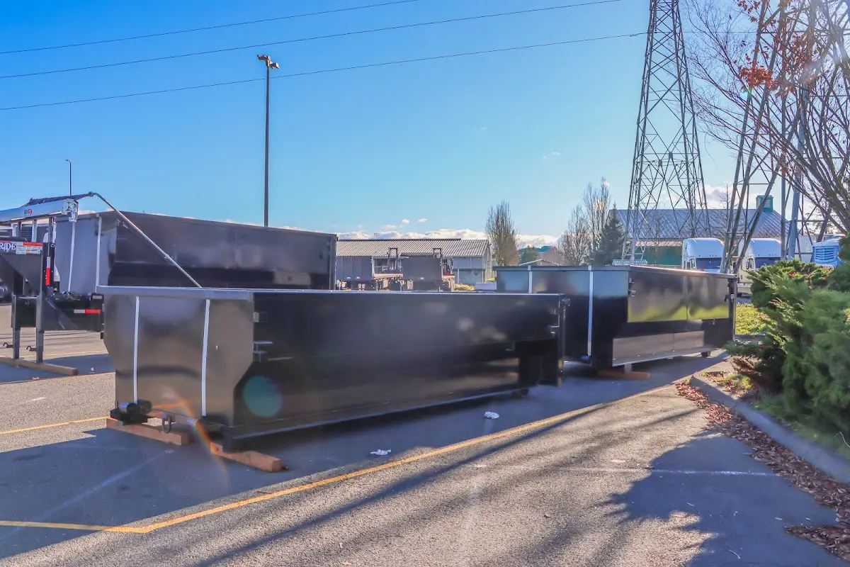 Roll-off dumpster ready for waste disposal at job site for Construction Dumpster Rental in Tampa